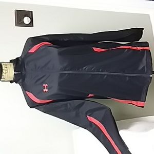 Men's Under Armour lightweight jacket/ windbreaker large black/red full zip up